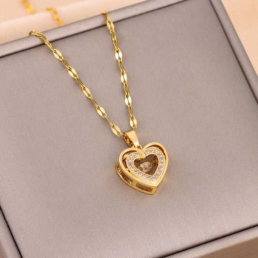 Gold Heart Chamber Necklace